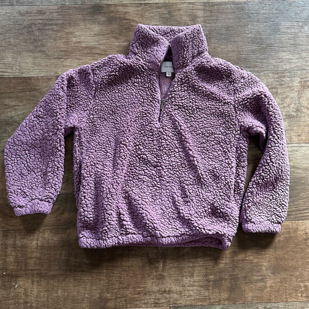 Nine West purple sherpa pullover quarter zip